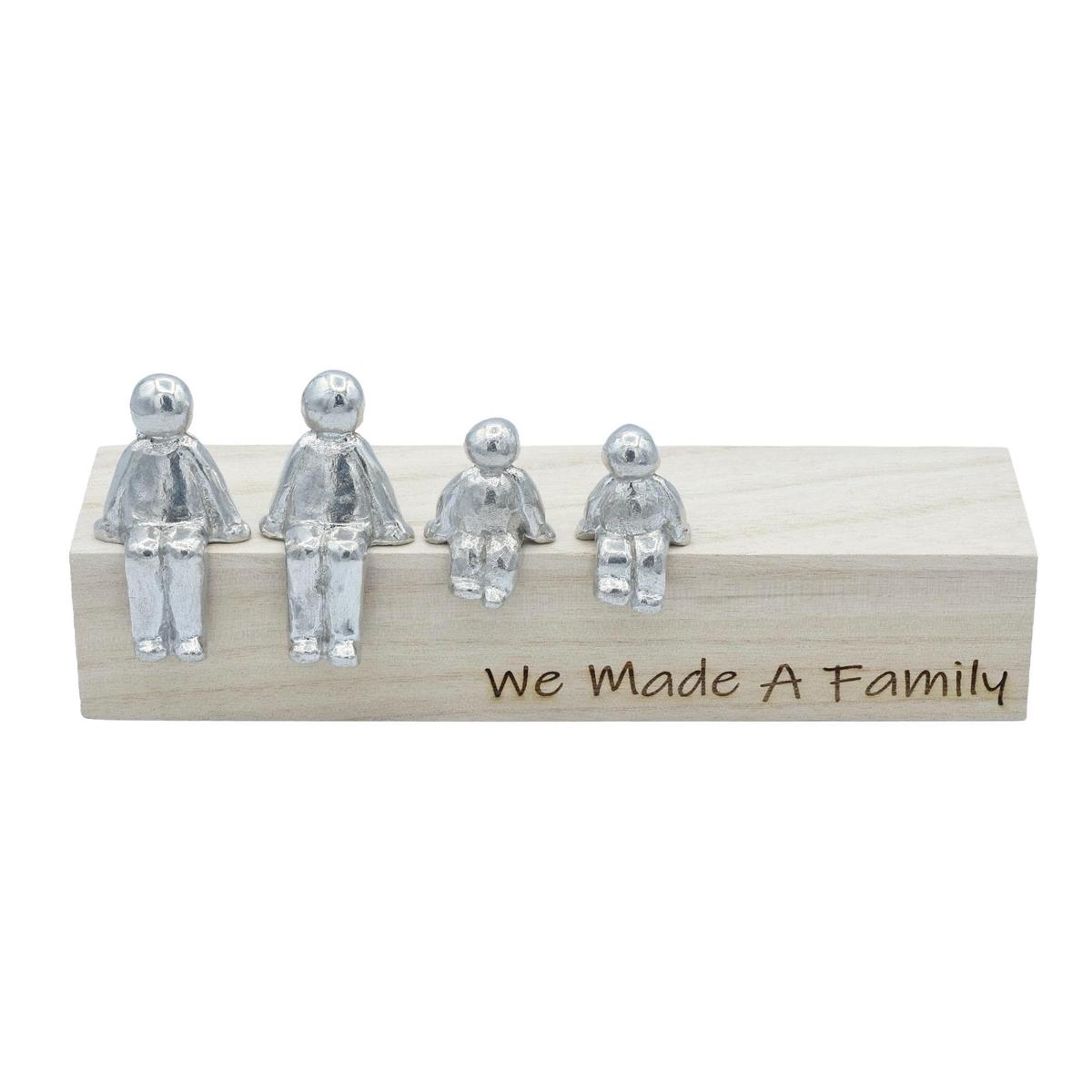 We Made a Family Sculpture Figurines - Birthday, Anniversary, New Baby, Wedding | Wooden Box Size & Grain Will Vary