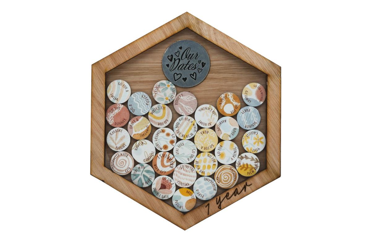 1st Anniversary Date Night Token Hanging Frame Ornament - Create 20 1st Anniversary Date Night Memories to Display (datenightframe01)