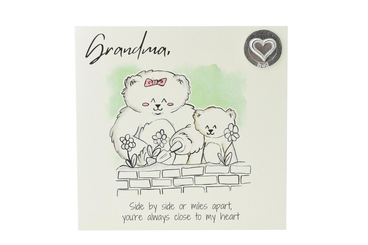 Grandma Bear Gardening Card – Watercolor Design with Metal Token