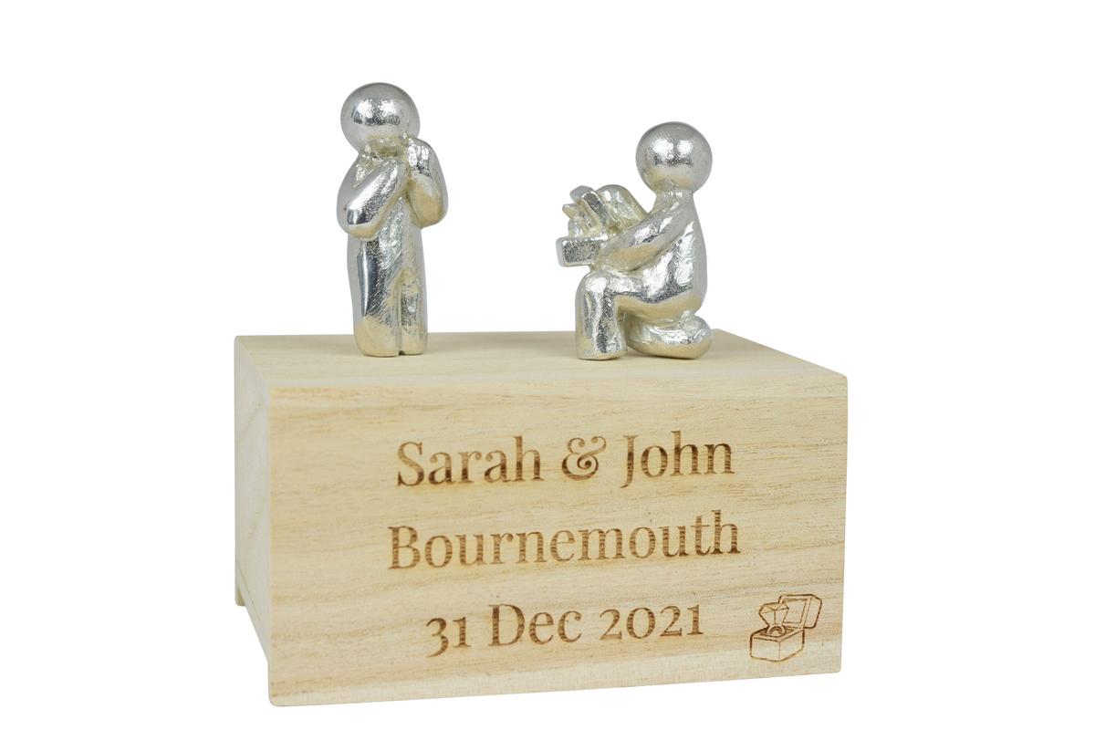 Personalised Engagement Figures on a Wooden Box | Proposal Gift | Engagement Gift | Part of the We Made a Family Range