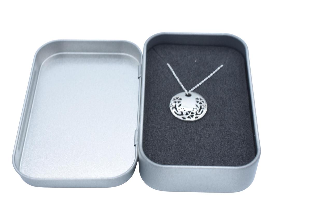 Tin Cut Out Flower Pendant Necklace. (Small). – 10th Anniversary Gift, Pure Tin