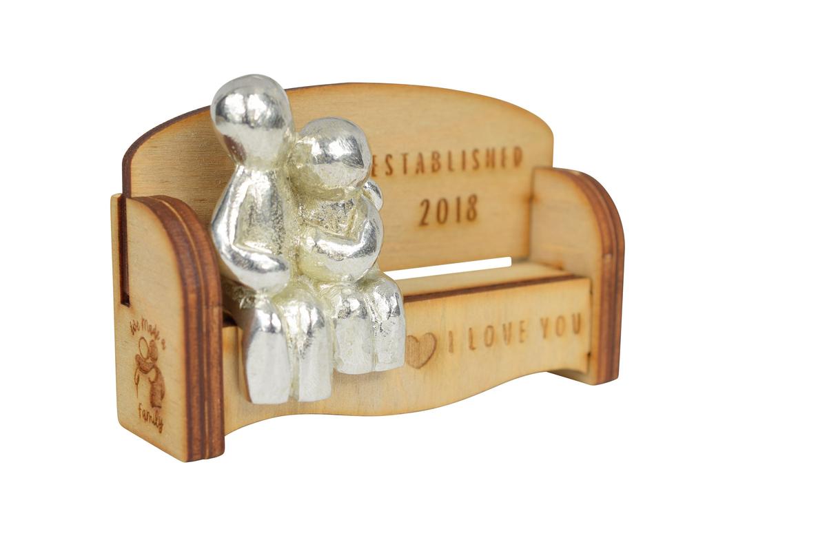 Established 2018 - Cuddling Couple on the Sofa | I Love You Gift | Wooden Sofa Bench | Part of the We Made a Family Range