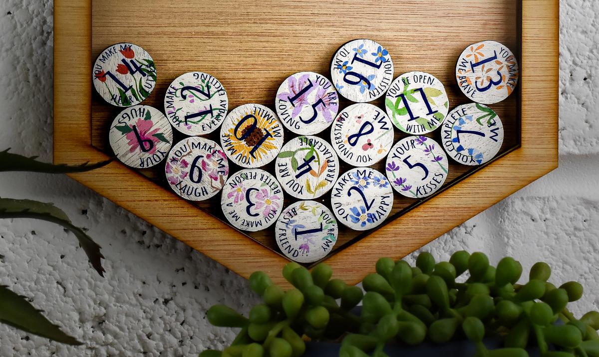 16th Anniversary16 Reasons I Love You Wooden Wall Frame - Full Colour Love Tokens