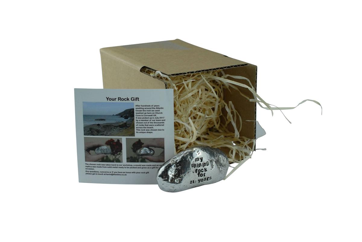 Solid Metal 21st Anniversary Rock – My Shining Rock Gift