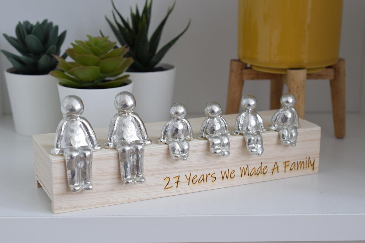 27 Years We Made a Family Sculpture Figurines - 27th Anniversary | Years 1 to 30 Available | Wooden Box Size & Grain Will Vary