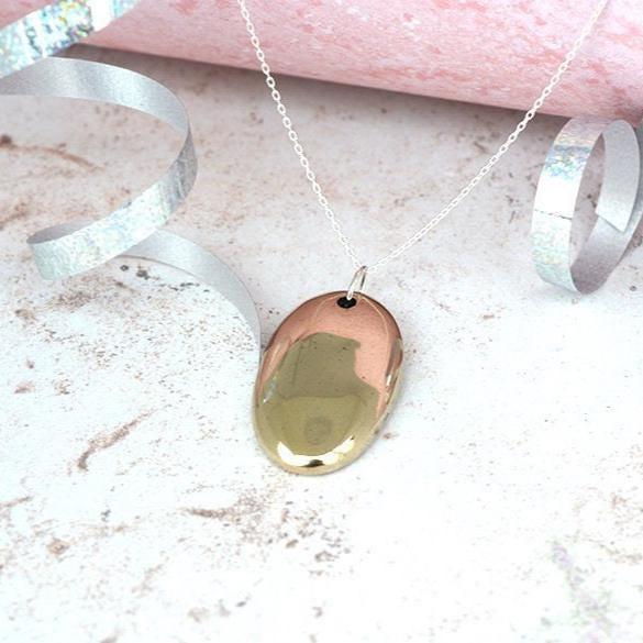 Bronze Pebble Heart Pendant – 8th Anniversary Gift, Sterling Silver Chain