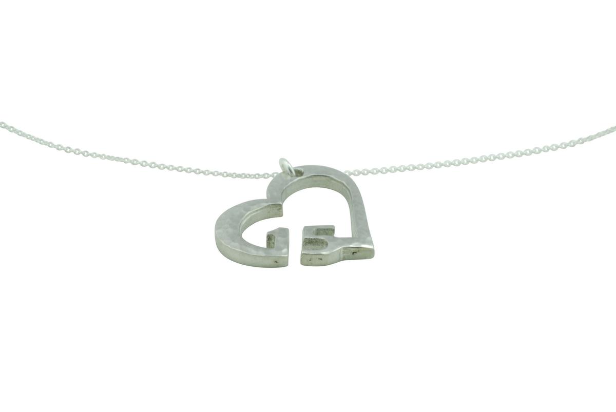 15th Anniversary Beaten Heart Pendant with Sterling Silver Chain
