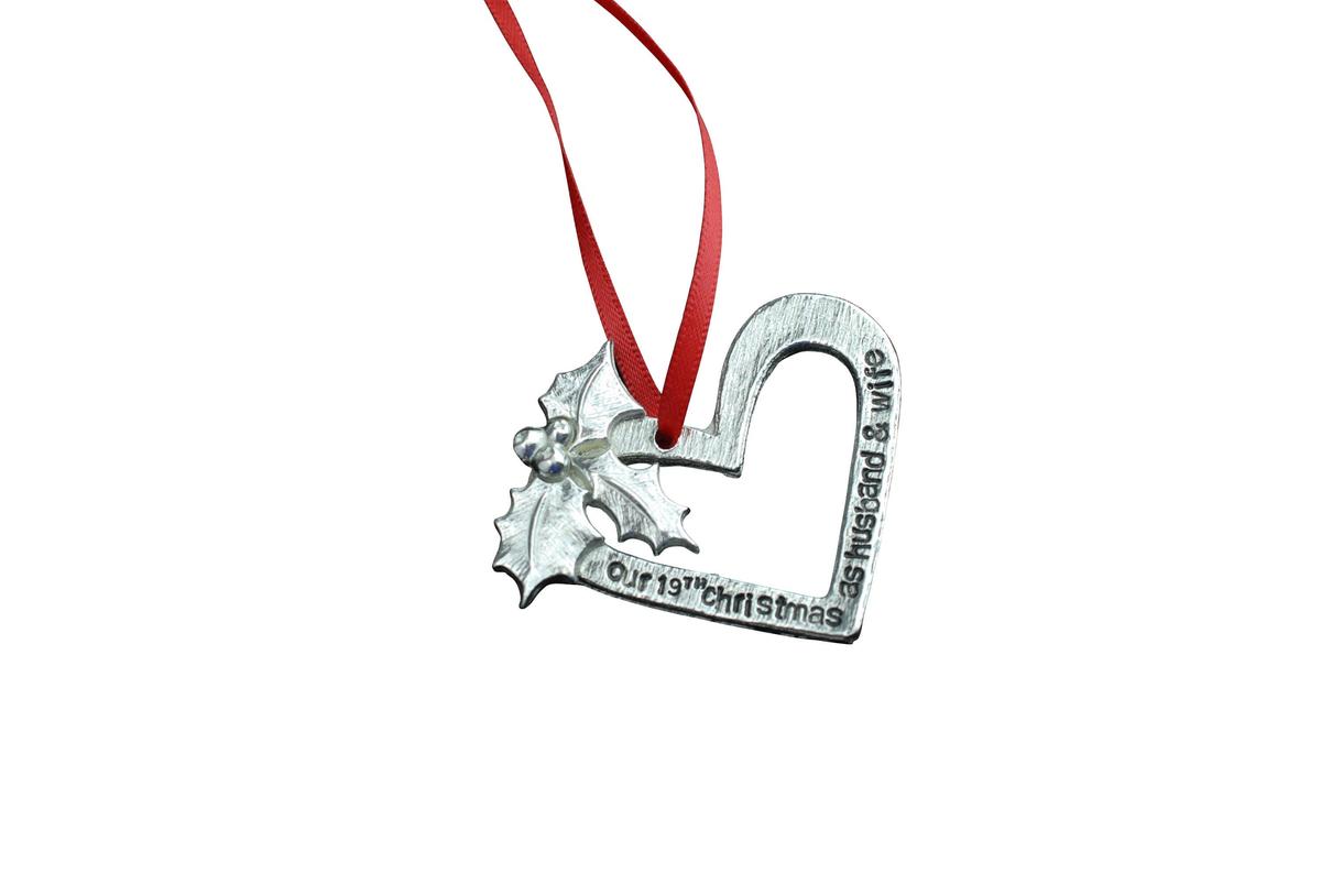 19 Year Anniversary Christmas Tree Ornament - Reads Our 19th Christmas as Husband & Wife