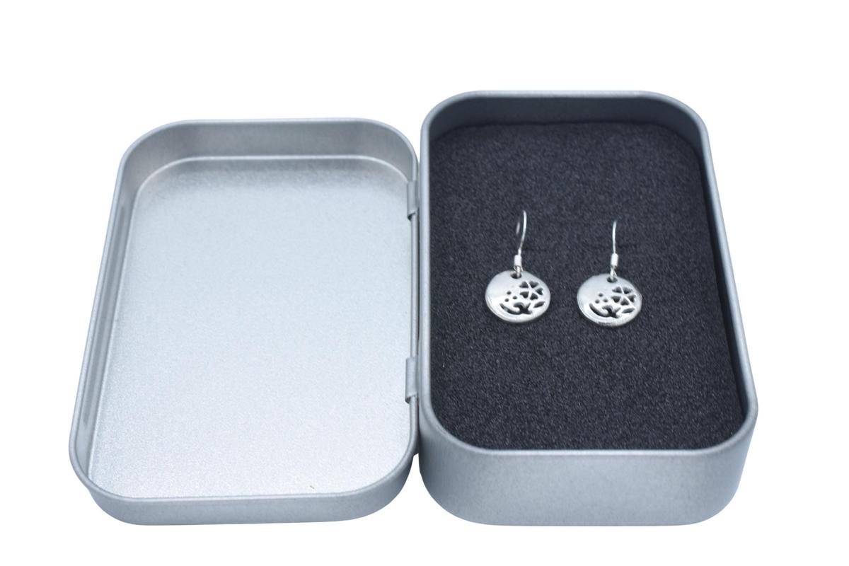 Tin Cut Out Flower Design Earrings - Anniversary or Birthday Gift