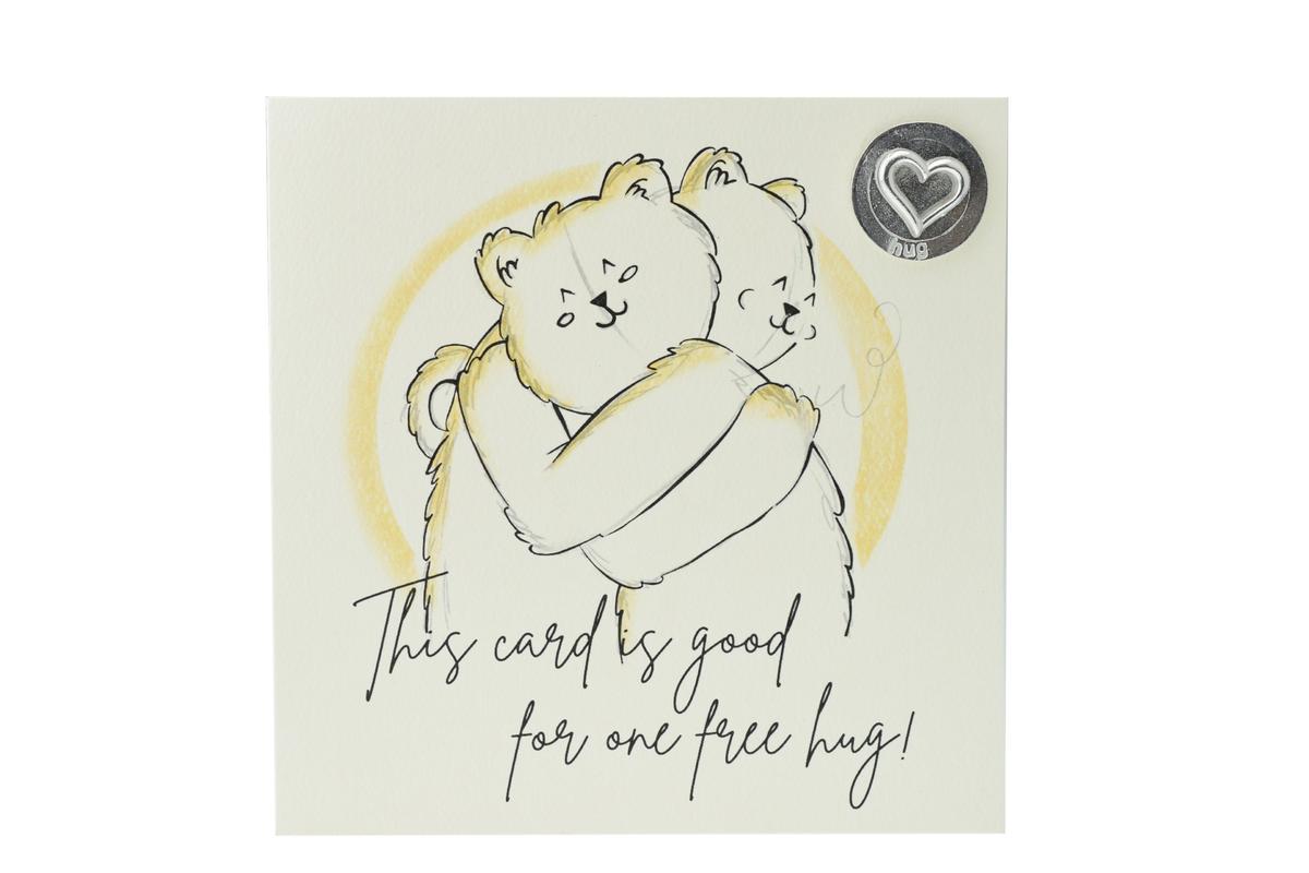Cute Hugging Card with Hug Token - Perfect for Friends or Family - Socially Distanced Hug