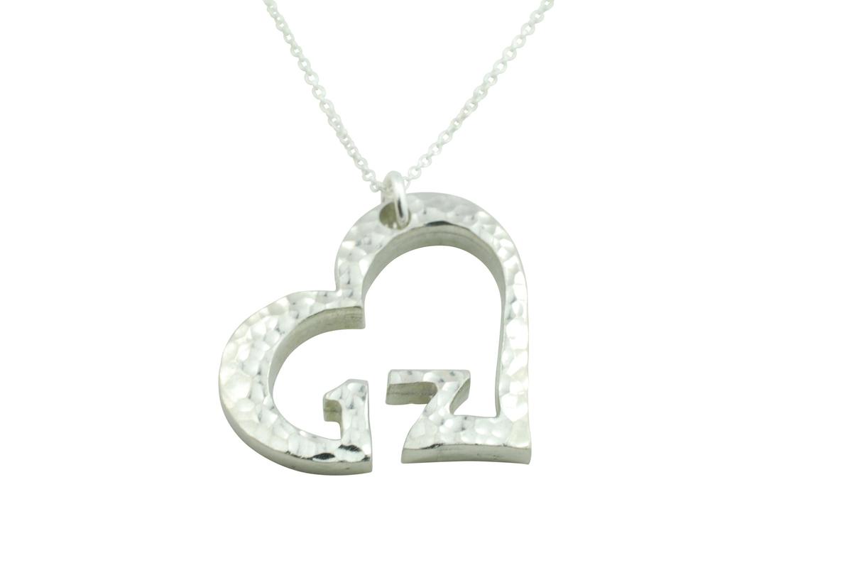 17th Anniversary Beaten Heart Pendant with Sterling Silver Chain