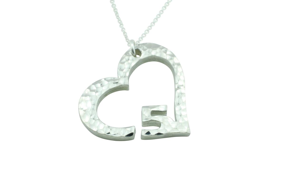 5th Anniversary Gift for Wife | Beaten Heart Pendant on Sterling Silver Chain | 5 Year Wedding Anniversary Necklace, Handmade Cornwall UK