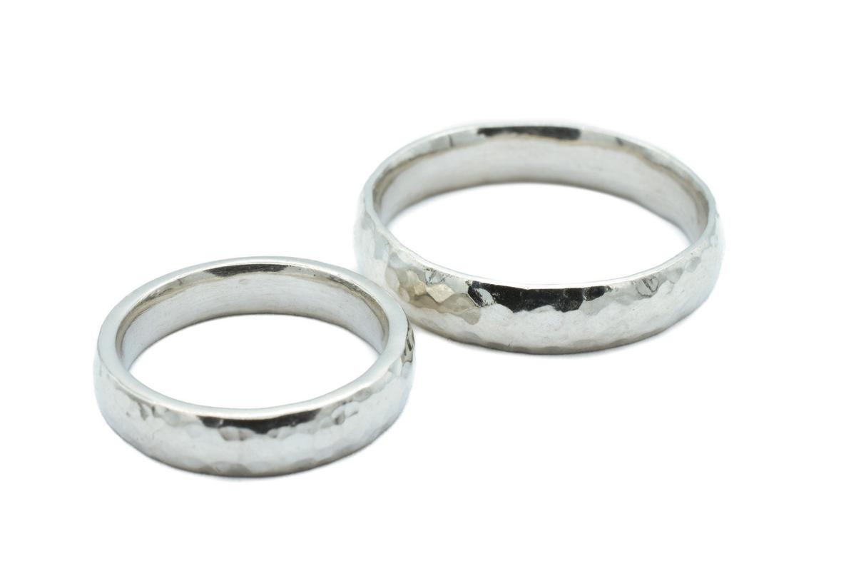 His and Hers Beaten 100% Pure Tin Rings perfect 10th Anniversary gift