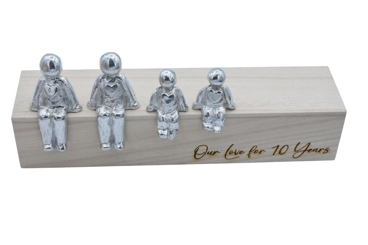 Our Love For 10 Years- Tin Sculpture Figurines- 10th Anniversary - Valentines