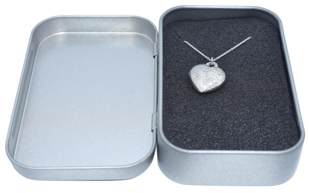 Detailed Tin Heart Pendant - 100% Pure Tin 10 Year Anniversary. Birthday.