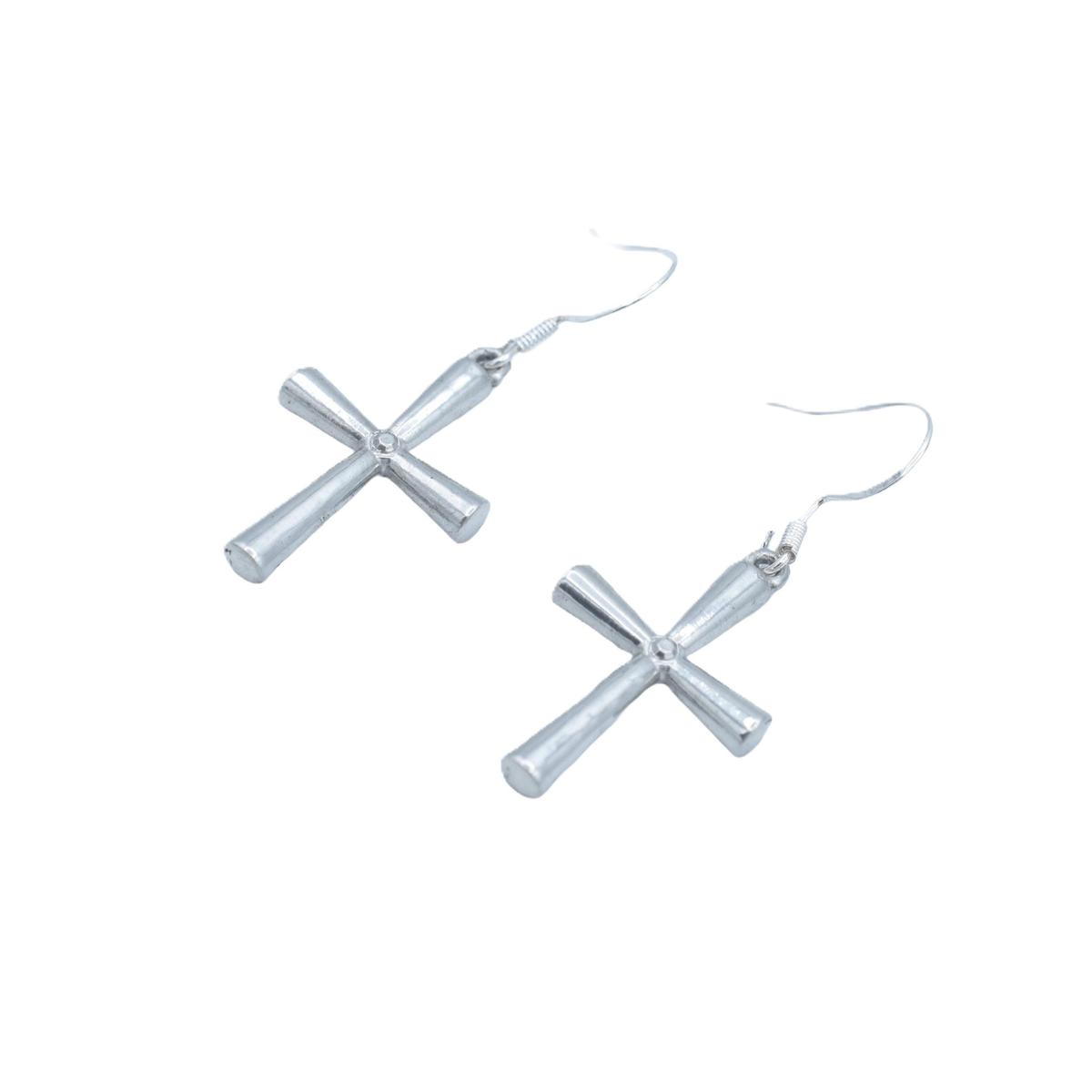 Tin Cross Earrings - Anniversary or Birthday Gift