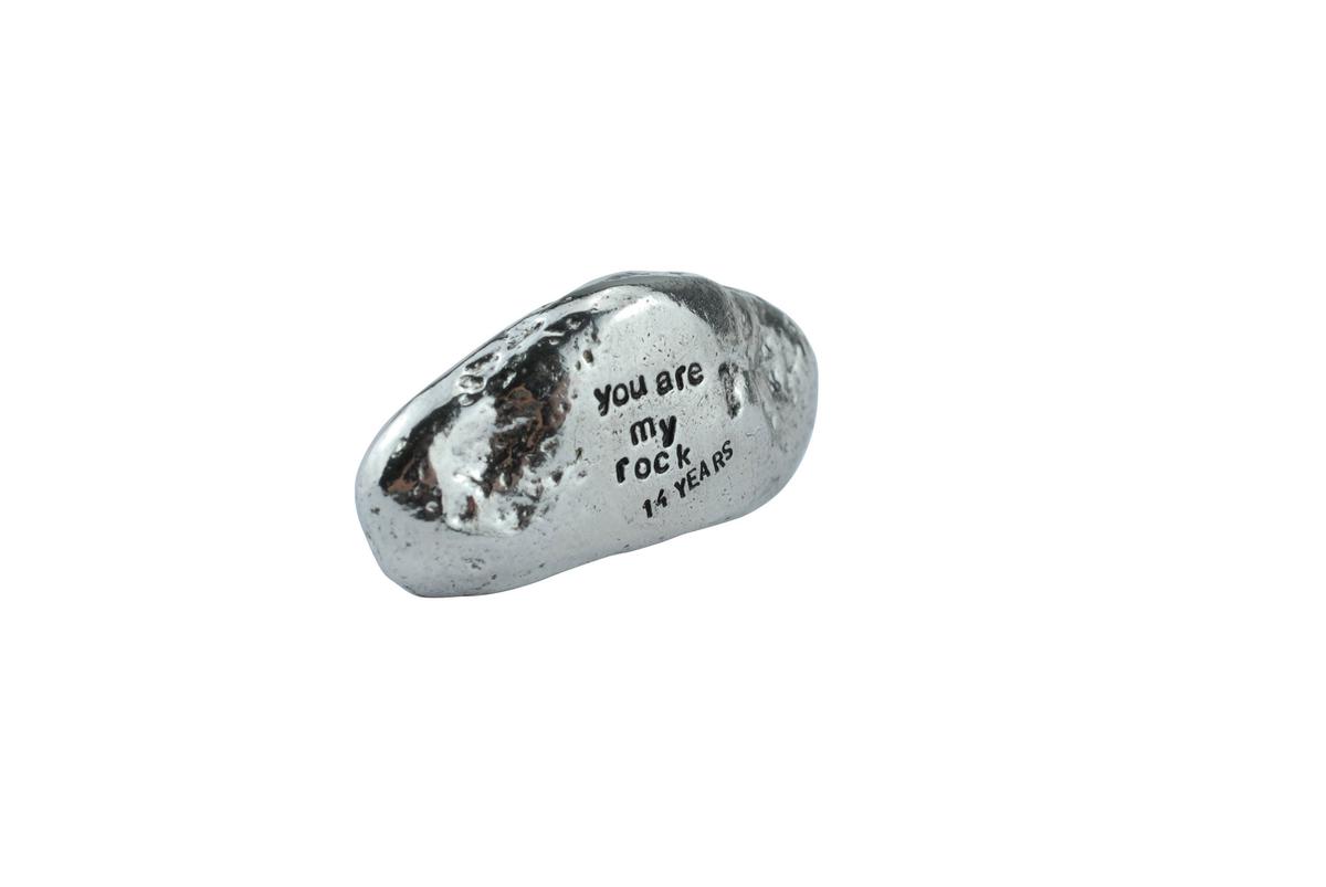 14th Anniversary You Are My Rock Gift Idea - Solid Metal Heavy Polished Rock Gift for 14 Year Anniversary