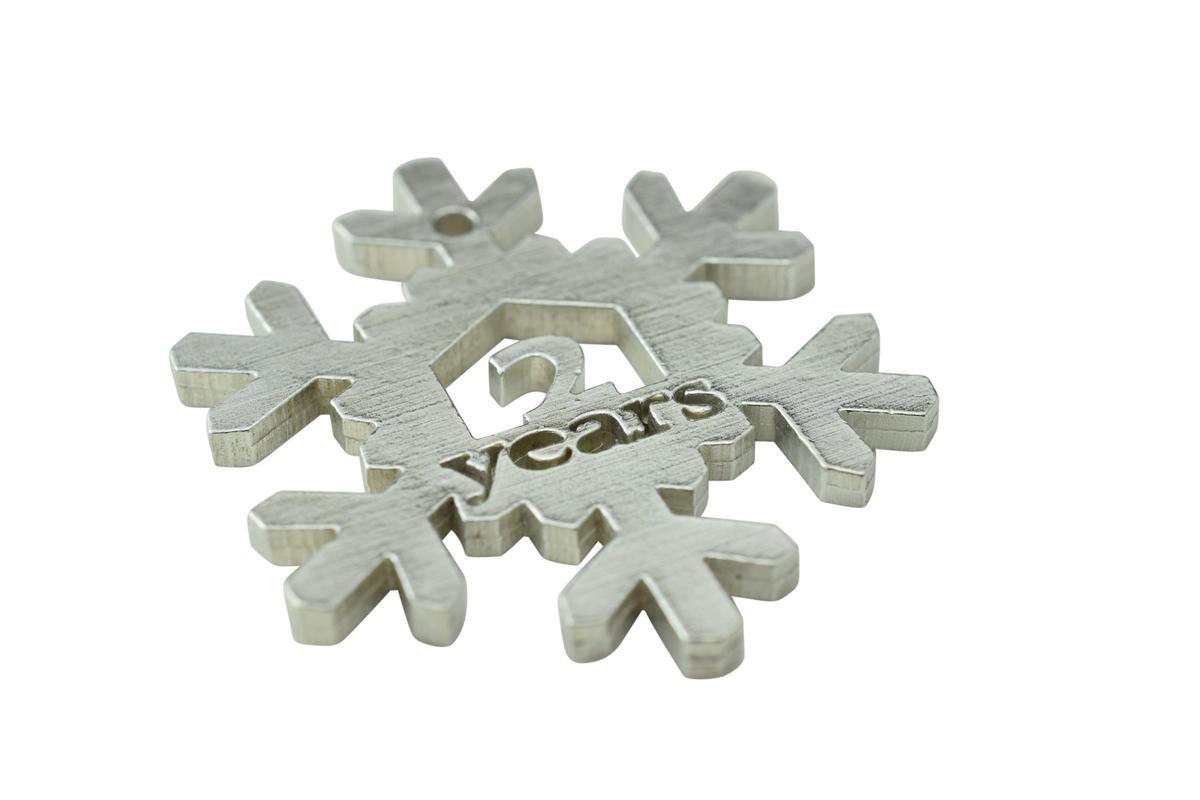 2 Year Cut Out Metal Snowflake Christmas Tree Hanging Decoration - 2nd Wedding Anniversary