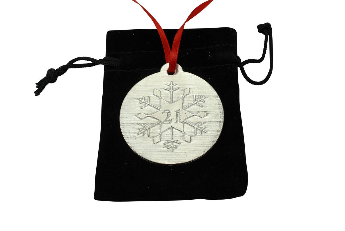 21st Christmas Snowflake Metal Decoration - 21st Anniversary Idea