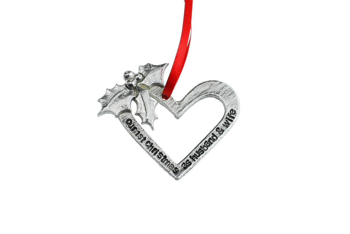 1 Year Anniversary Christmas Tree Ornament - Reads Our 1st Christmas as Husband & Wife