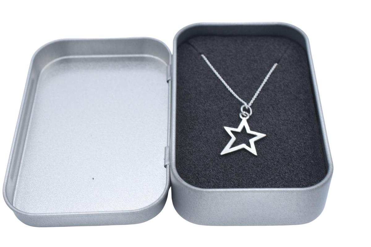 Tin Open Star Minimalist Necklace - 10th Wedding gift - Women's Pendant. Birthday Gift.