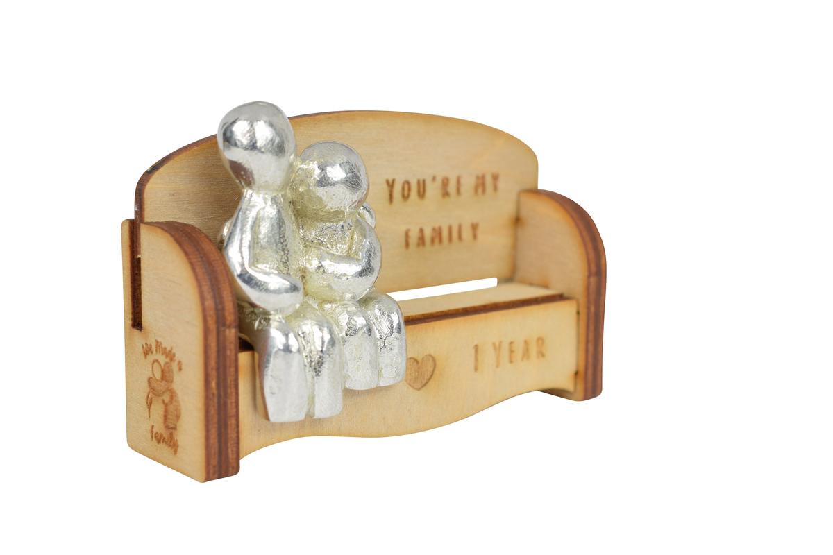 You're my family - 1 Years | Cuddling Couple on the Sofa | I Love You Gift | Wooden Sofa Bench | Part of the We Made a Family Range