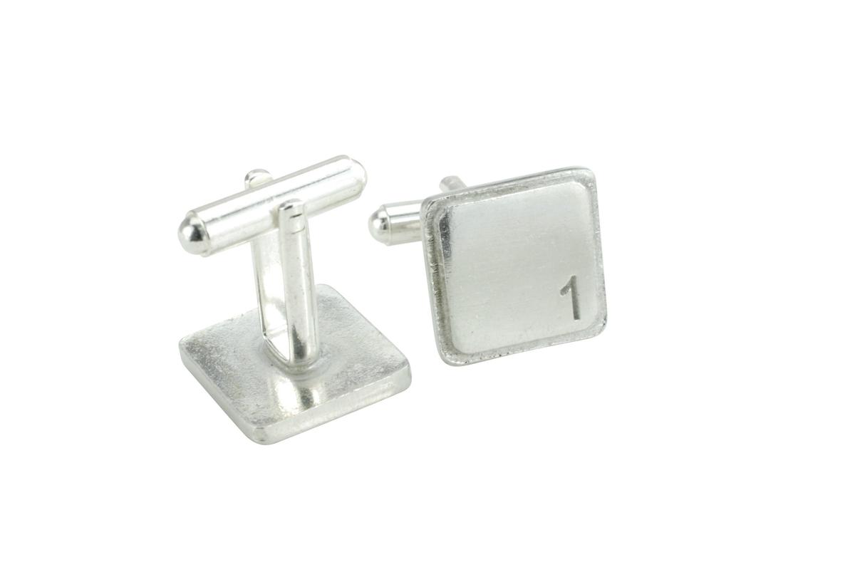 Polished Square Tin Cufflinks with '1' Engraved - 1st Anniversary