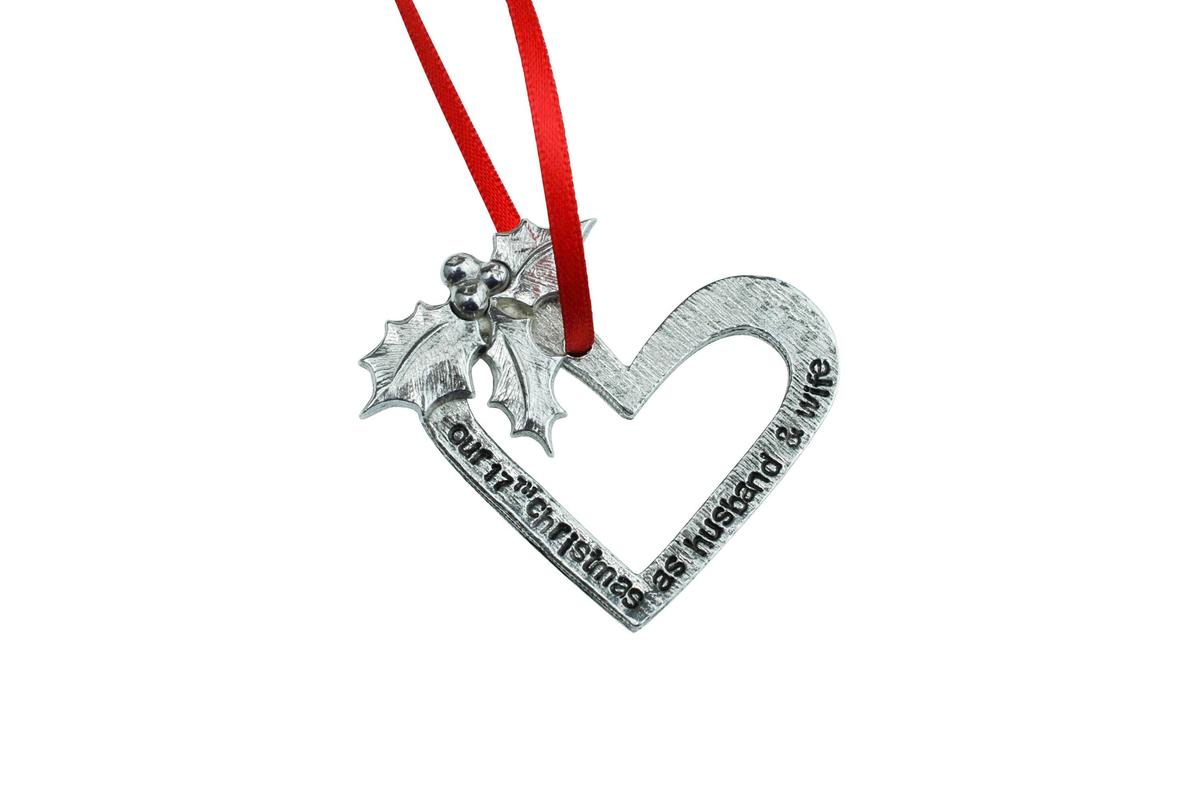 17 Year Anniversary Christmas Tree Ornament - Reads Our 17th Christmas as Husband & Wife