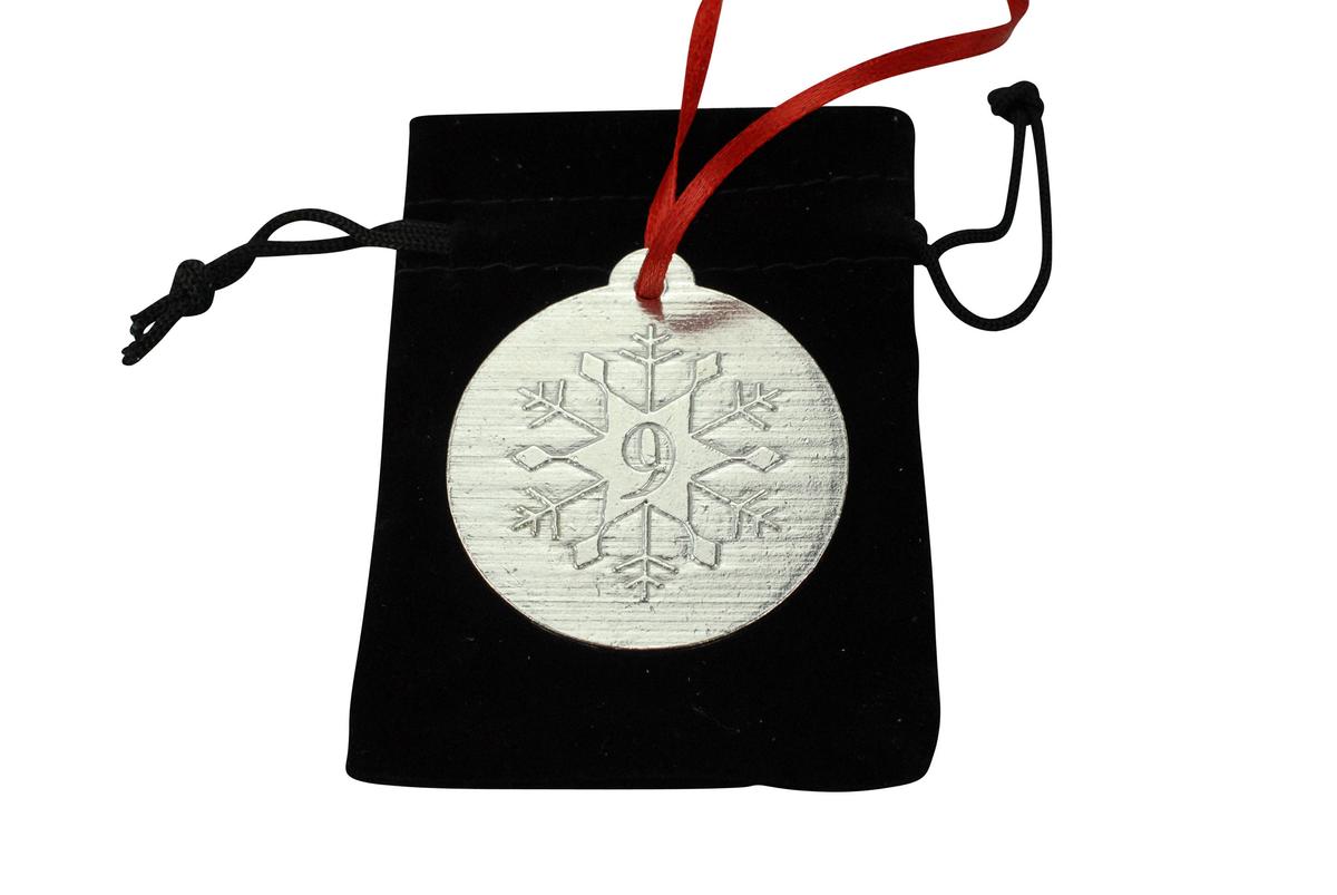 9th Christmas Snowflake Metal Decoration - 9th Anniversary Idea