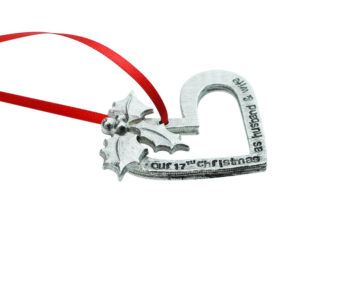 17 Year Anniversary Christmas Tree Ornament - Reads Our 17th Christmas as Husband & Wife