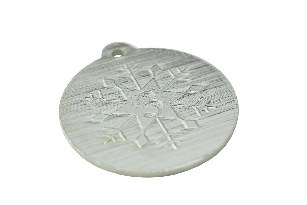 3rd Christmas Snowflake Metal Decoration - 3rd Anniversary Idea