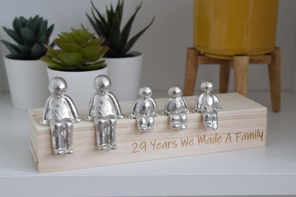 29 Years We Made a Family Sculpture Figurines - 29th Anniversary | Years 1 to 30 Available | Wooden Box Size & Grain Will Vary