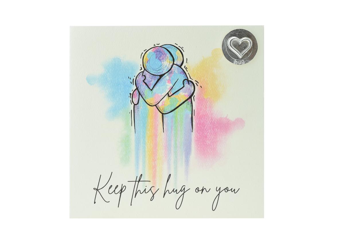 Artsy Hugging Card with Hug Token - Perfect for Friends or Family - Socially Distanced Hug