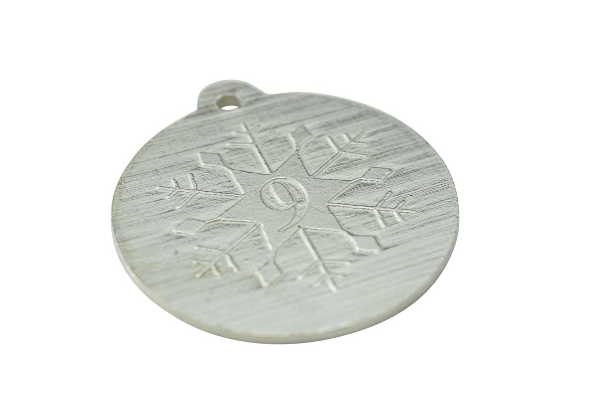 9th Christmas Snowflake Metal Decoration - 9th Anniversary Idea