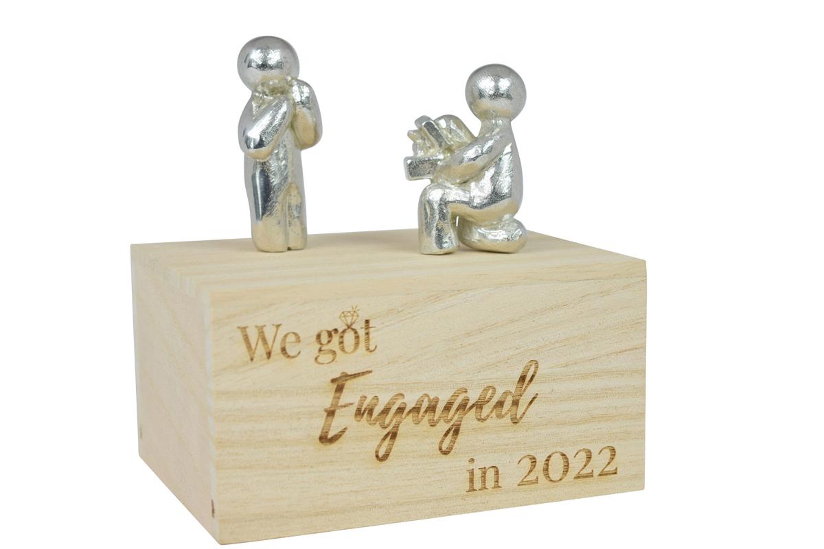 We Got Engaged in 2022 - Engaged Figures on a Wooden Box | Proposal Gift | Engagement Gift | Part of the We Made a Family Range