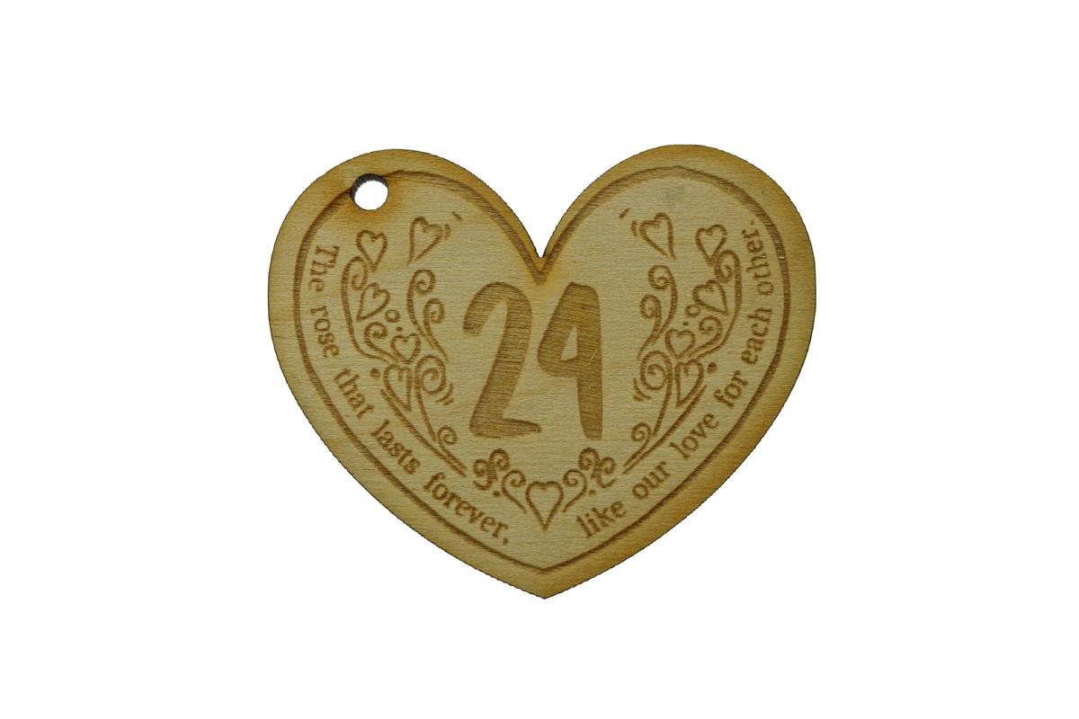 24th Anniversary Forever Rose with Wooden Token