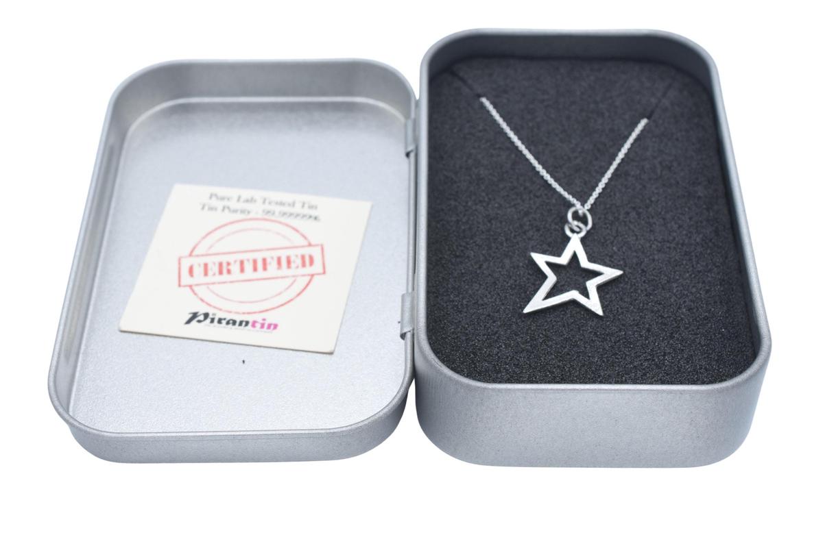 Tin Open Star Minimalist Necklace - 10th Wedding gift - Women's Pendant. Birthday Gift.