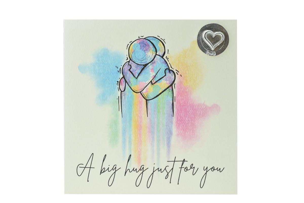 Artsy Hugging Card with Hug Token - Perfect for Friends or Family - Socially Distanced Hug