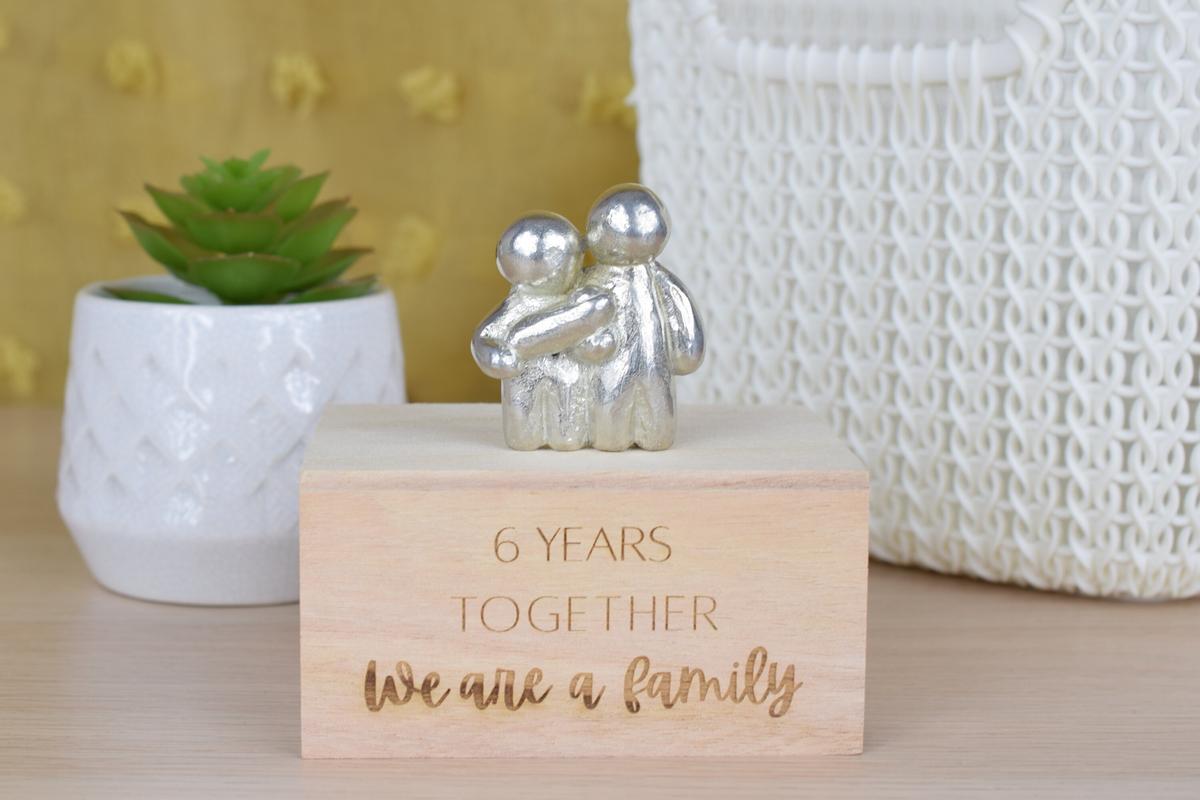 6th Anniversary Gift for Couples | '6 Years Together' Personalised Tin Family Sculpture | Iron Anniversary Keepsake, Handmade UK