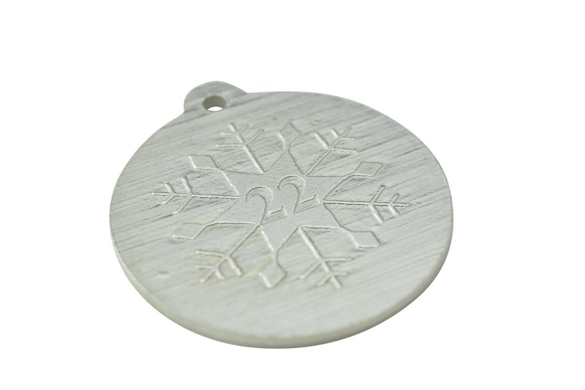 22nd Christmas Snowflake Metal Decoration - 22nd Anniversary Idea