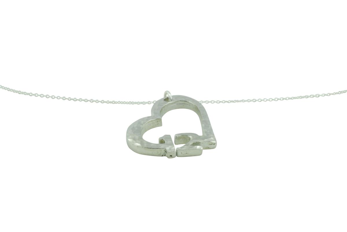 12th Anniversary Beaten Heart Pendant with Sterling Silver Chain