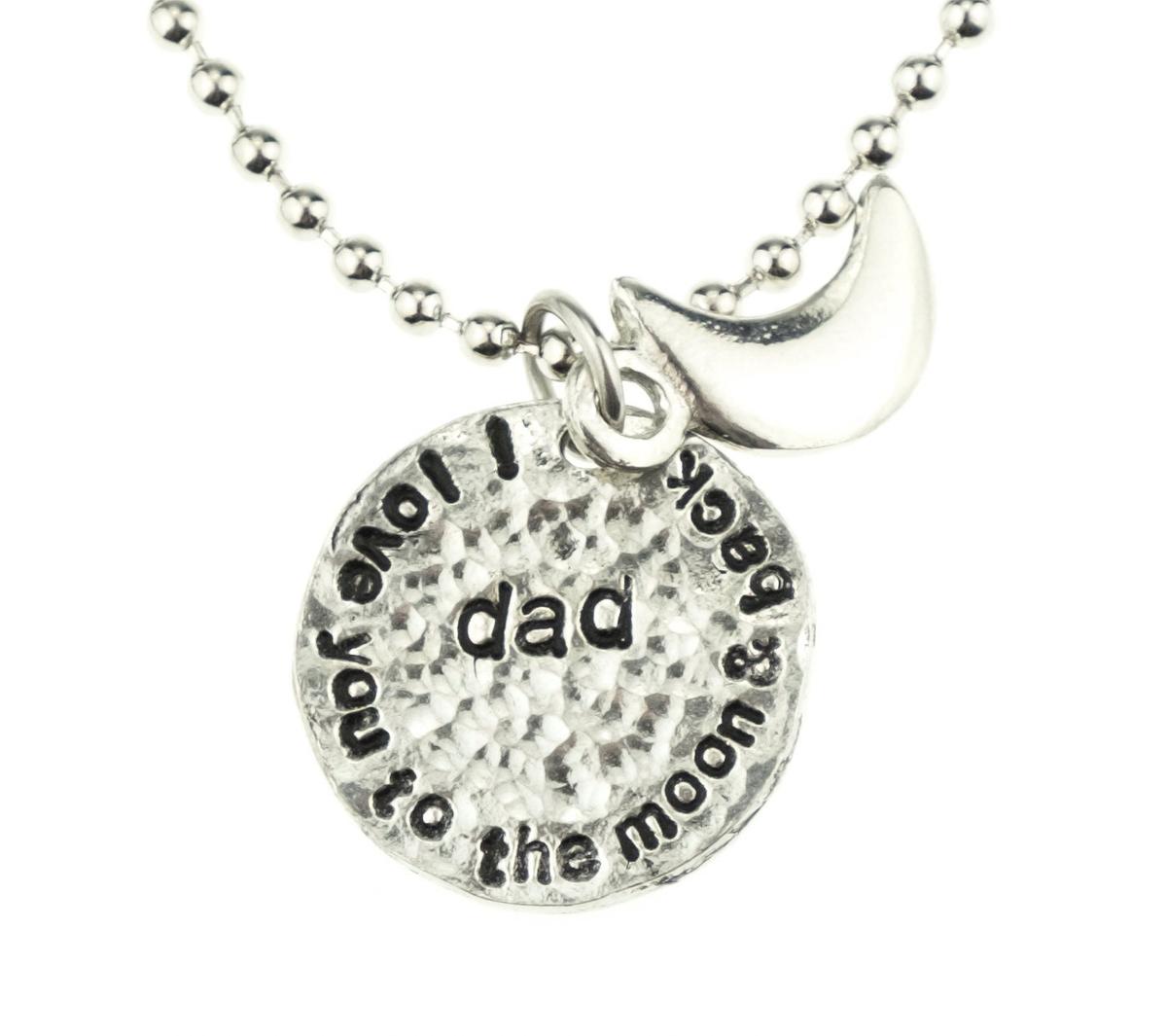 I Love You To The Moon And Back DAD Necklace - A Lovely Gift Idea For Your Dad for Birthday, Christmas & Farthers Day