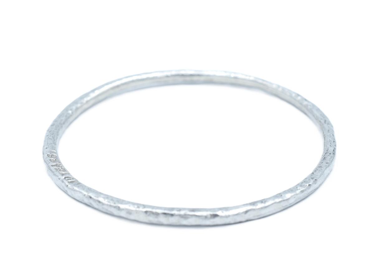 Tin Bangle - 10th Anniversary Gift for Him & Her - Pure Tin Beaten Bangle Inscribed With 10 Years. 3 sizes available