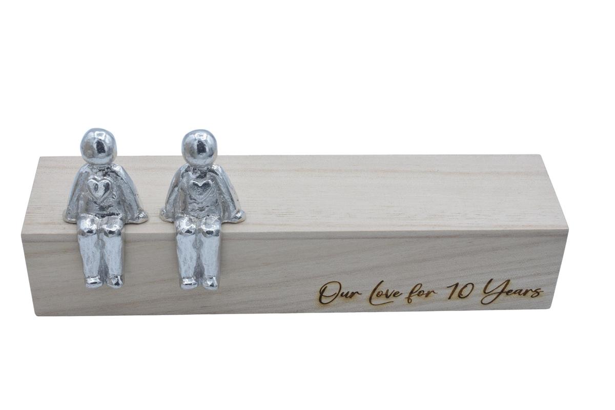 Our Love For 10 Years- Tin Sculpture Figurines- 10th Anniversary - Valentines