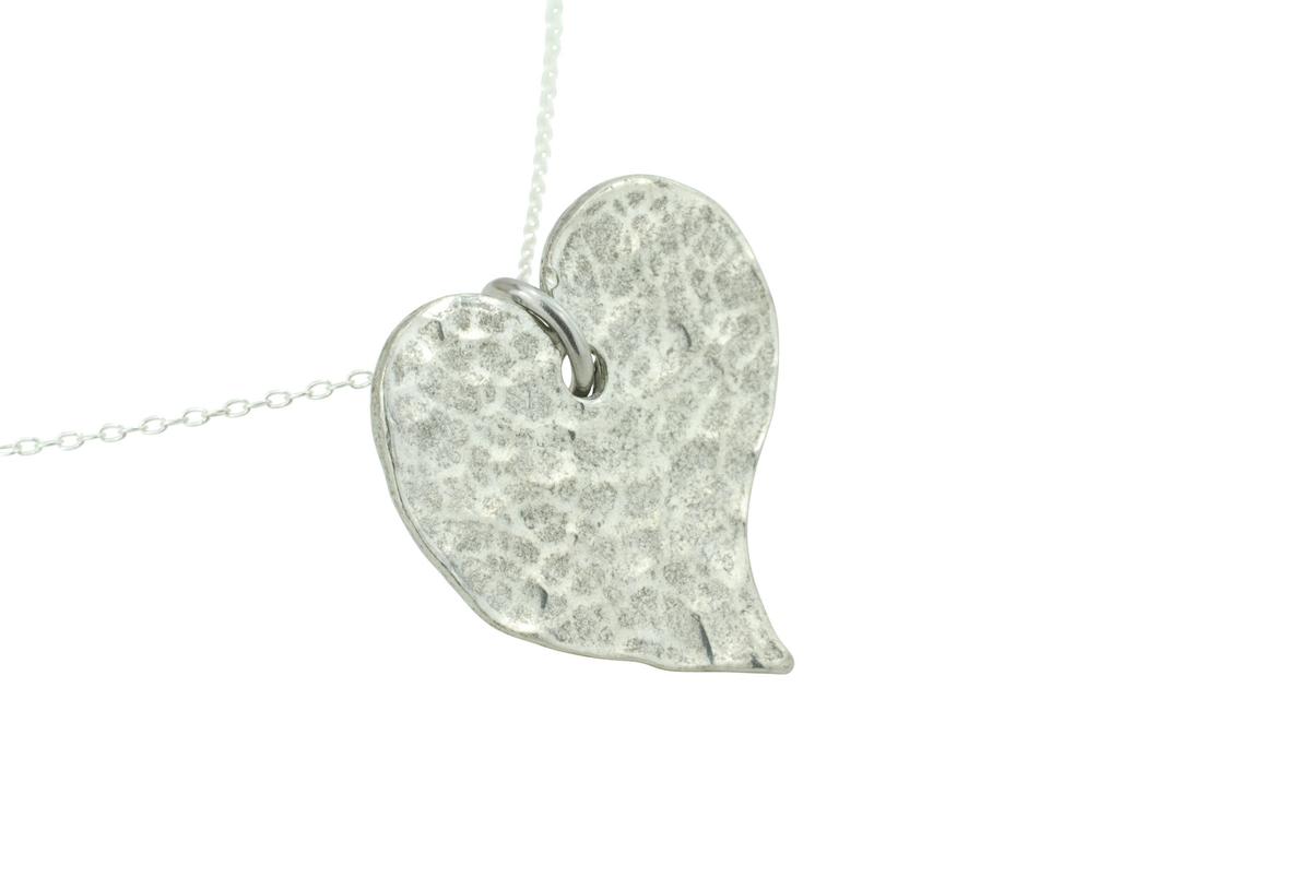 Tin 10 Years Anniversary Gift For Her - Off Shaped Heart Pendant.
