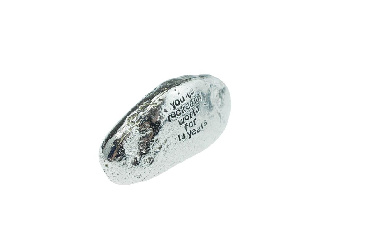 13 Year Anniversary Gift, You've Rocked My World For 13 Years - Solid Metal Heavy Casted Rock