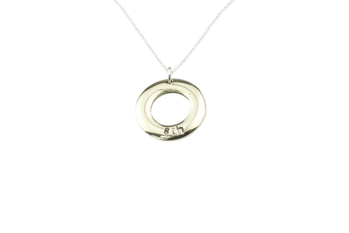 Bronze Hoop Pendant - Stamped 8th for the 8th Anniversary