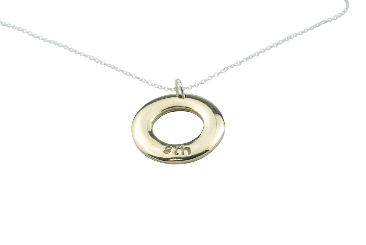 Bronze Hoop Pendant - Stamped 8th for the 8th Anniversary