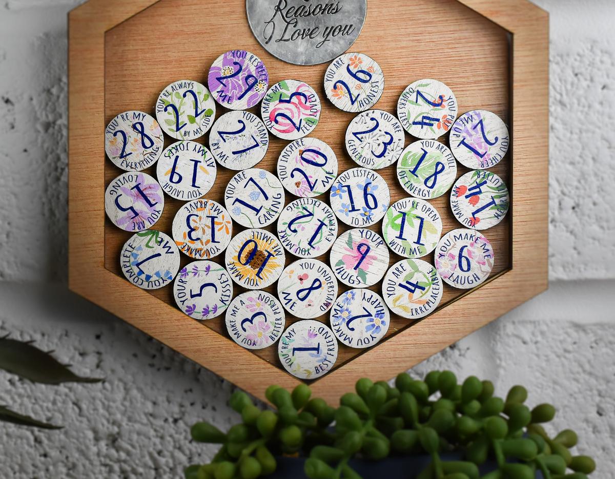 29th Anniversary 29 Reasons I Love You Wooden Wall Frame - Full Colour Love Tokens