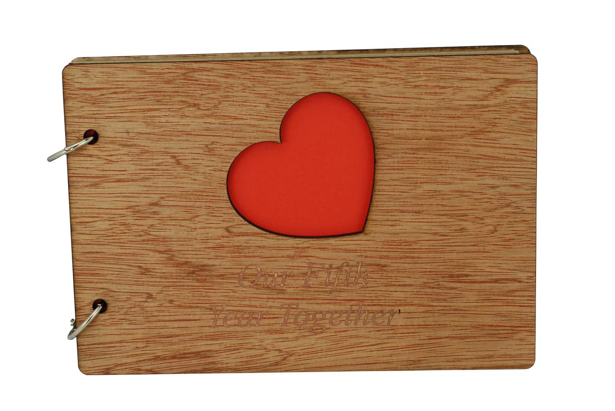5 Year Anniversary Gift for Couples | Wooden Scrapbook 'Our 5th Year Together' | 5th Wedding Anniversary Keepsake, Handmade UK
